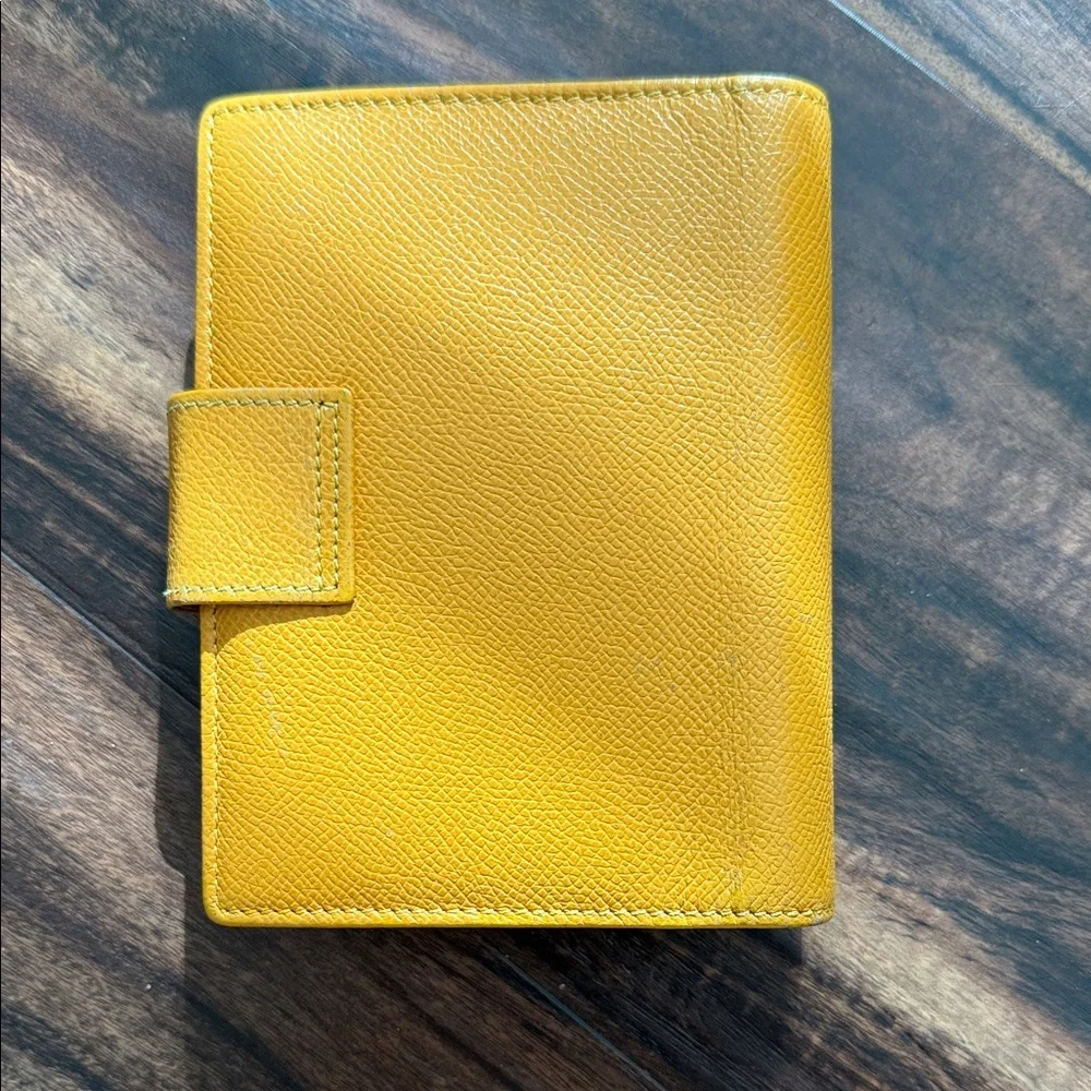 Celine Yellow Textured Leather Agenda Cover with Gold-Tone Snap